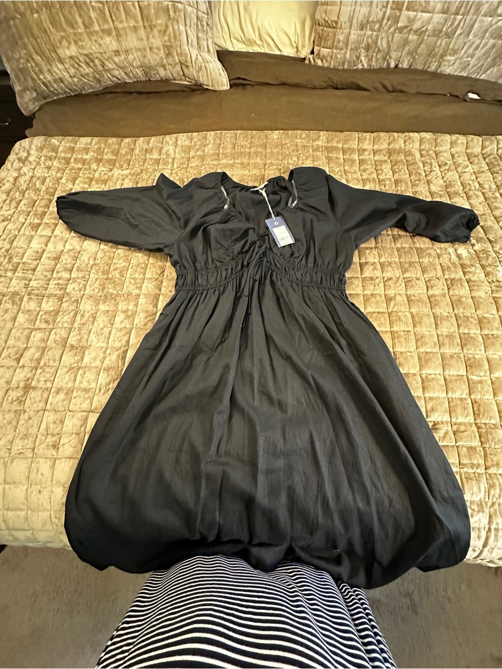 Black Women's Maxi Dress with Elastic Waist- Linen Blend - Universal Thread